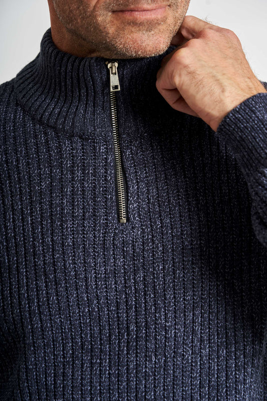 Half Zip Strik 'Spenstrup' - Blue Twist