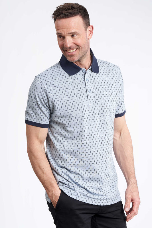 Polo Pique 'Feifer' - Light Blue / AOP