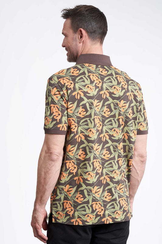 Polo Pique 'Feifer' - Brown / AOP