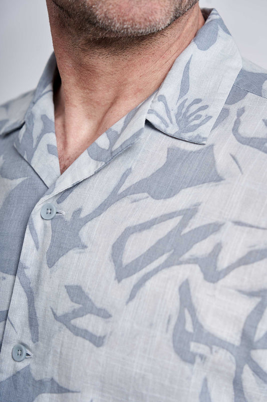 K/æ Skjorte 'Rasmus' - Light Blue/Off White - AOP