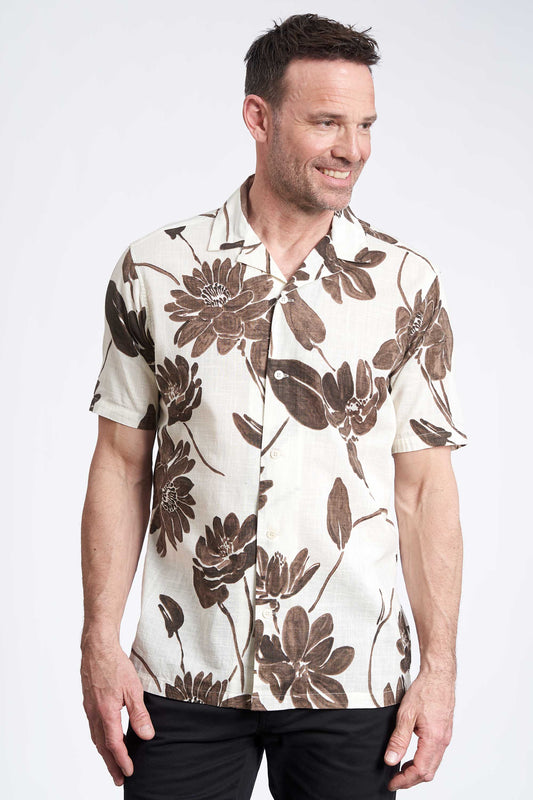 K/æ Skjorte 'Rasmus' - Brown/Off White - AOP