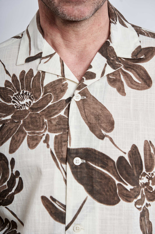 K/æ Skjorte 'Rasmus' - Brown/Off White - AOP