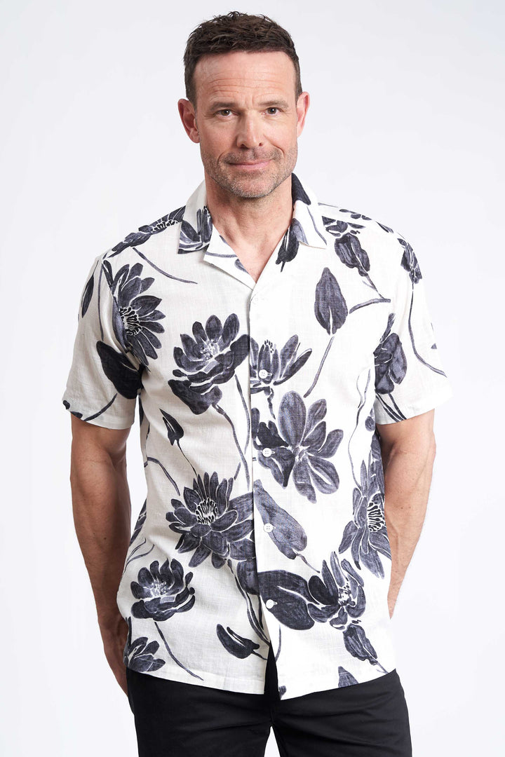 K/æ Skjorte 'Rasmus' - Navy/Off White - AOP