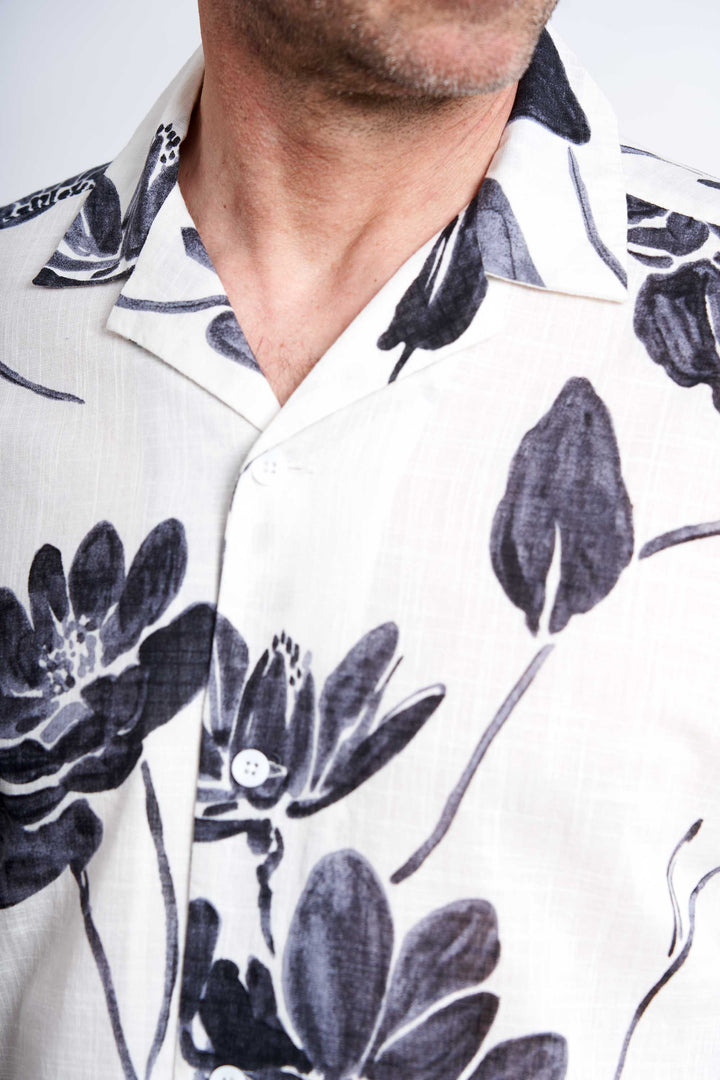 K/æ Skjorte 'Rasmus' - Navy/Off White - AOP