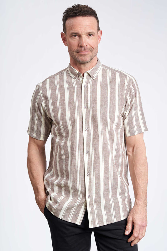 K/æ Hørmix Skjorte 'Valder' - Coffee Stripe