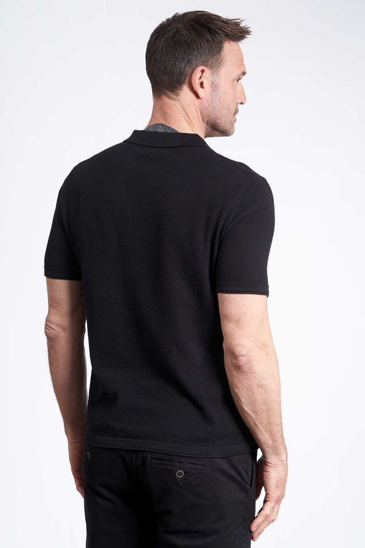 Strikket Polo 'Jesper' - Black, Pearl Knit