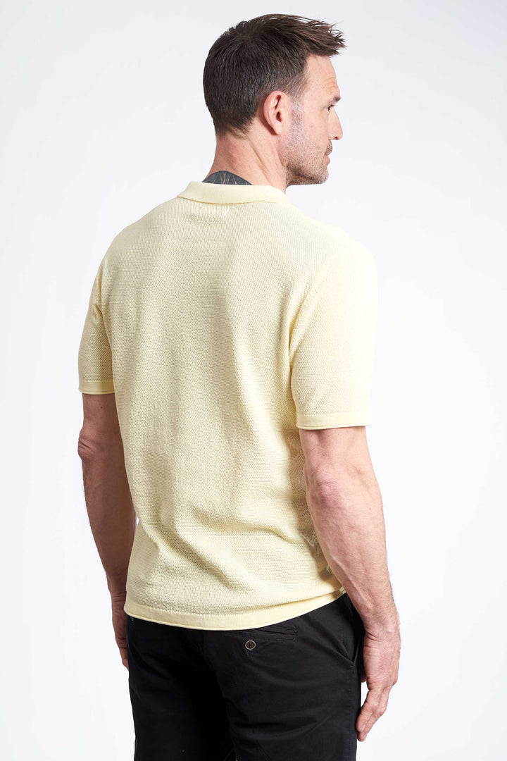 Strikket Polo 'Jesper' - Soft Yellow, Pearl Knit