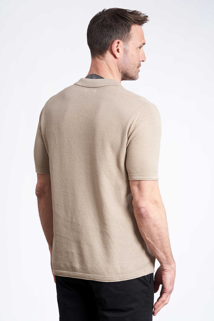 Strikket Polo 'Jesper' - Sand, Pearl Knit