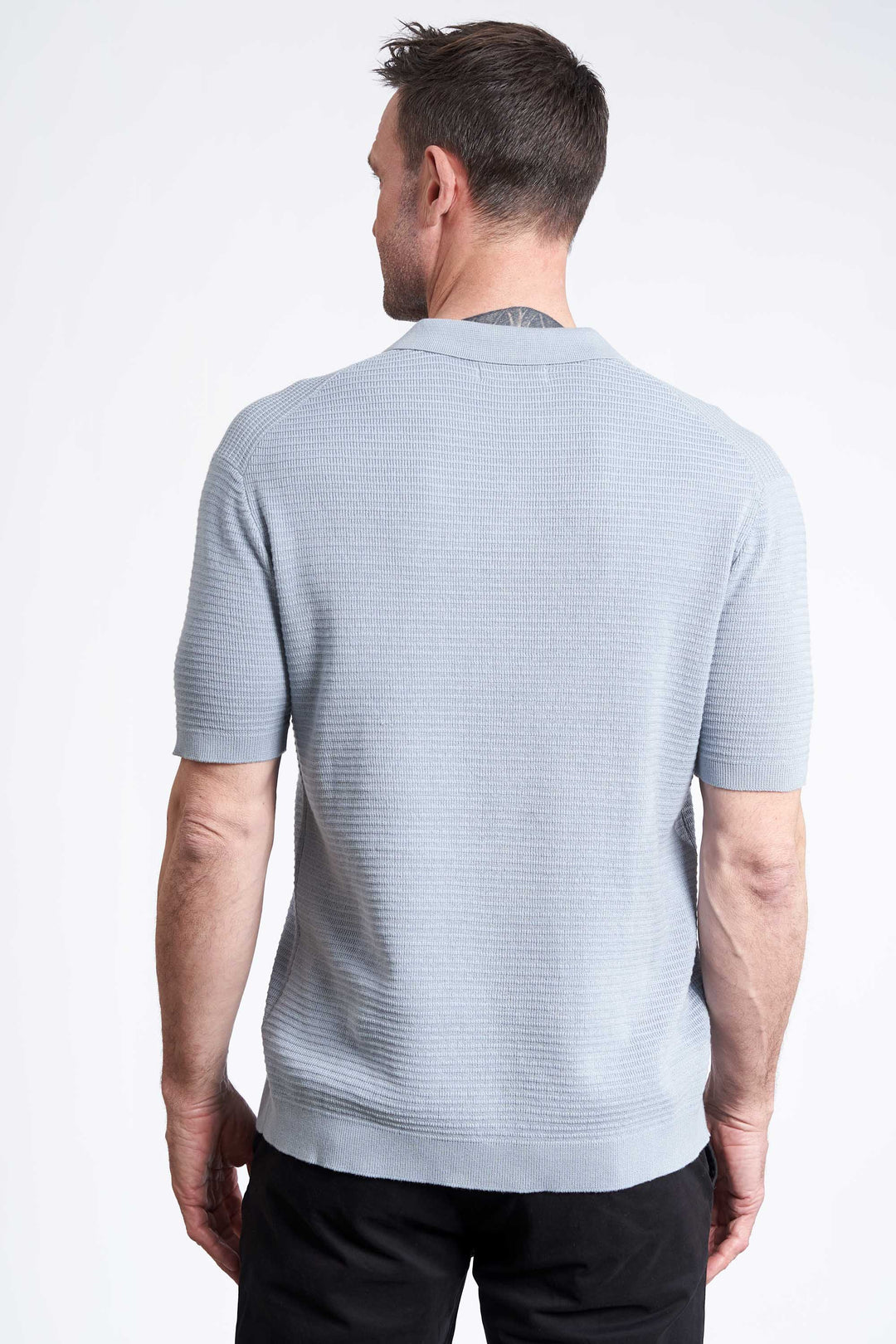 Strikket Polo 'Jesper' - Light Blue, Structure