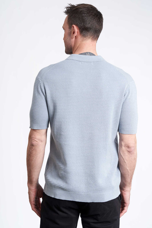 Strikket Polo 'Jesper' - Light Blue, Structure