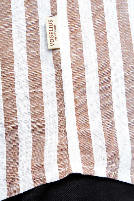 Kortærmede Skjorte 'Vamdrup' - Mocca Stripe