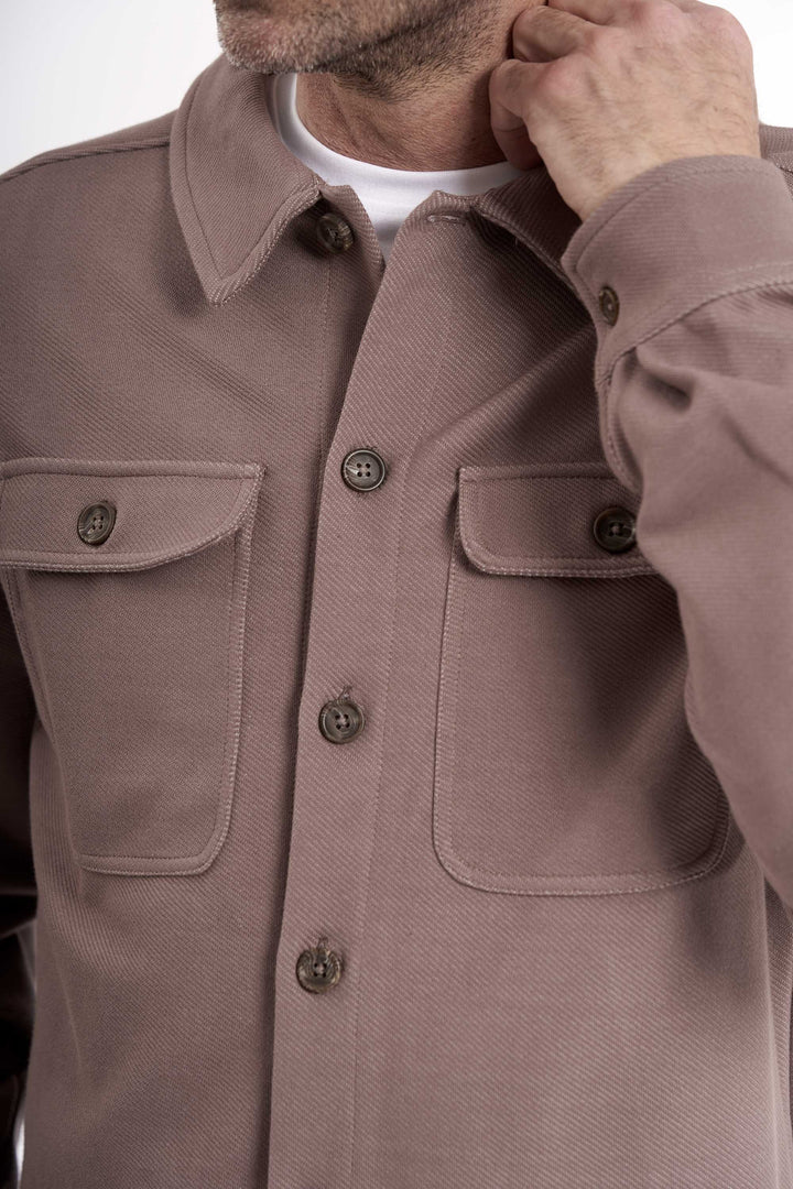 Stretch Overshirt 'Hundborg' - Caffe Latte Mix