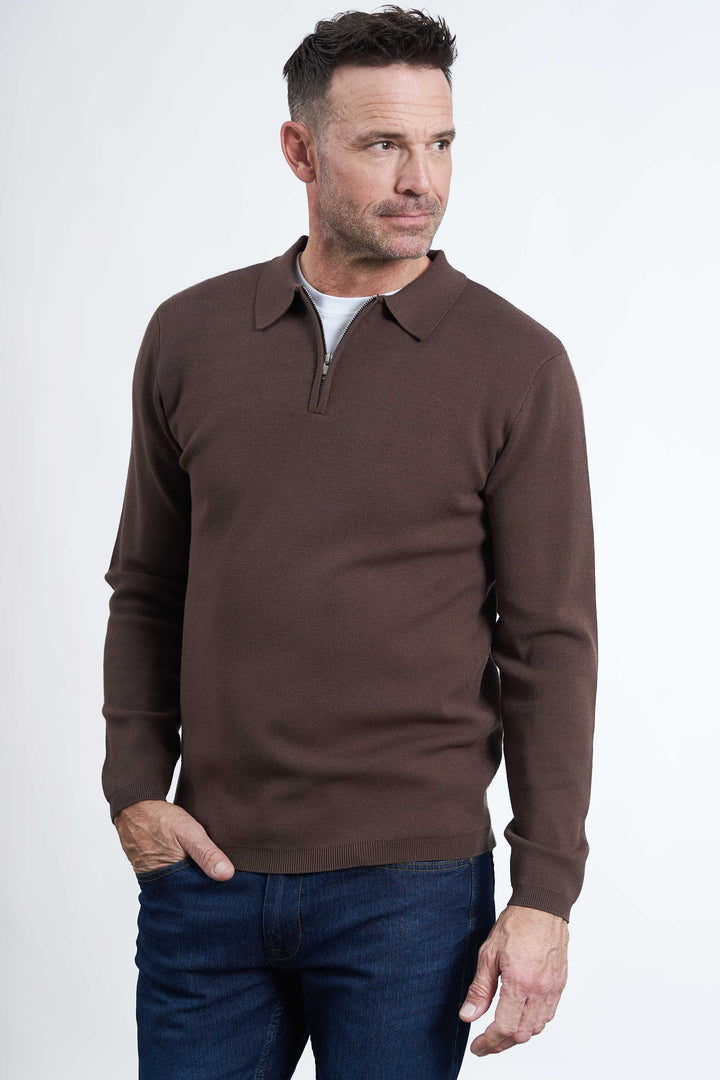 Strik Halfzip 'Vejlby' - Espresso