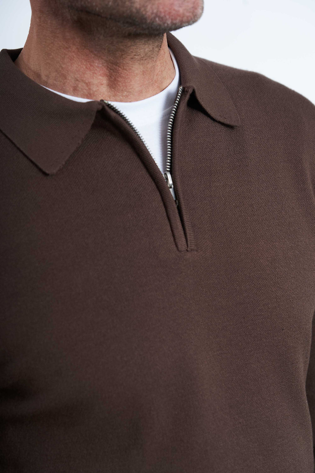 Strik Halfzip 'Vejlby' - Espresso
