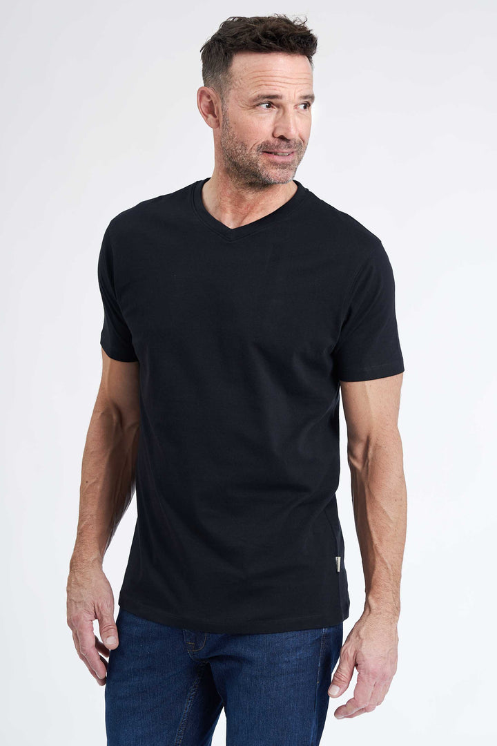 V'Neck T-shirt 'Dollerup' - Black One