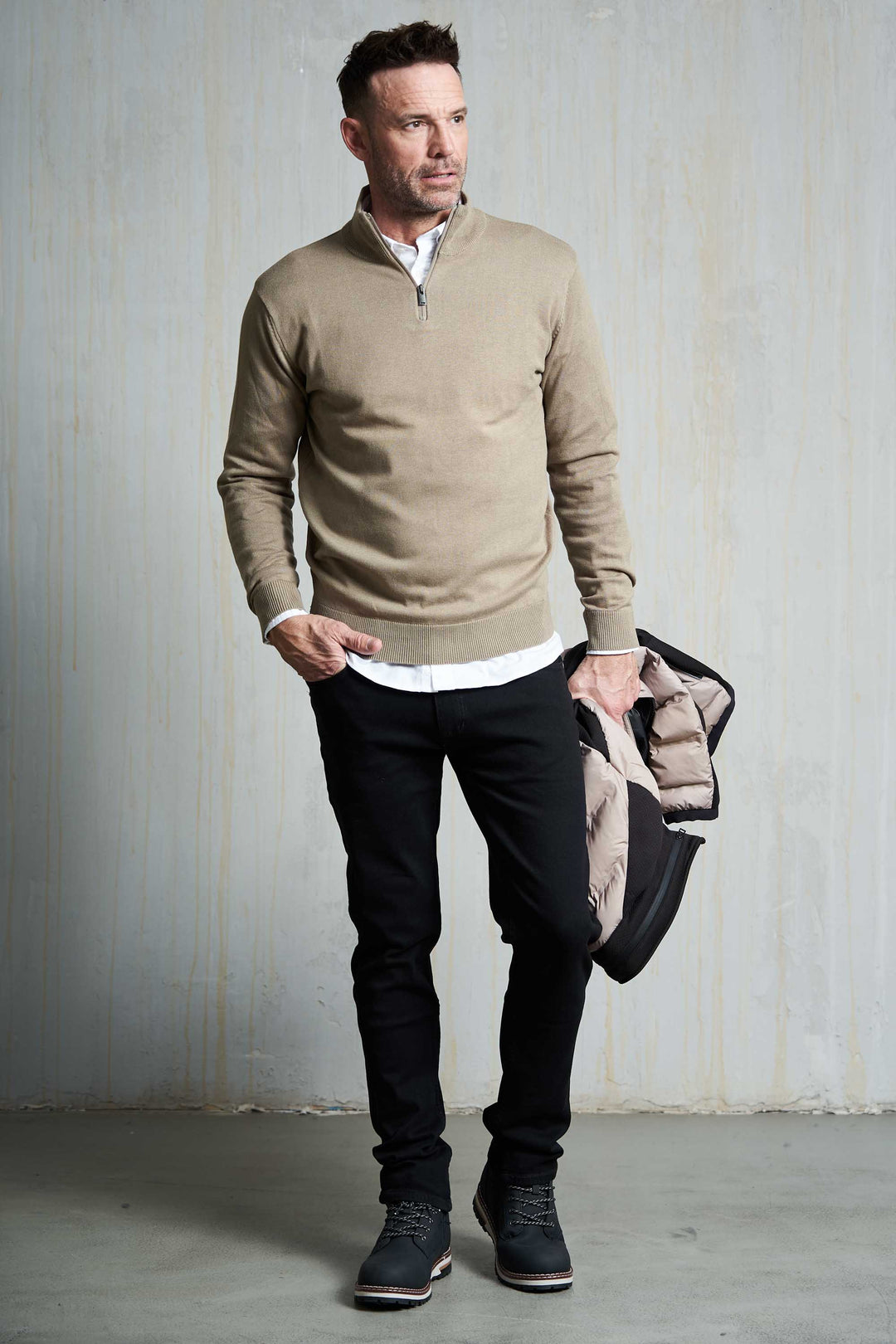 Half Zip Strik 'Havndal' - Dark Sand
