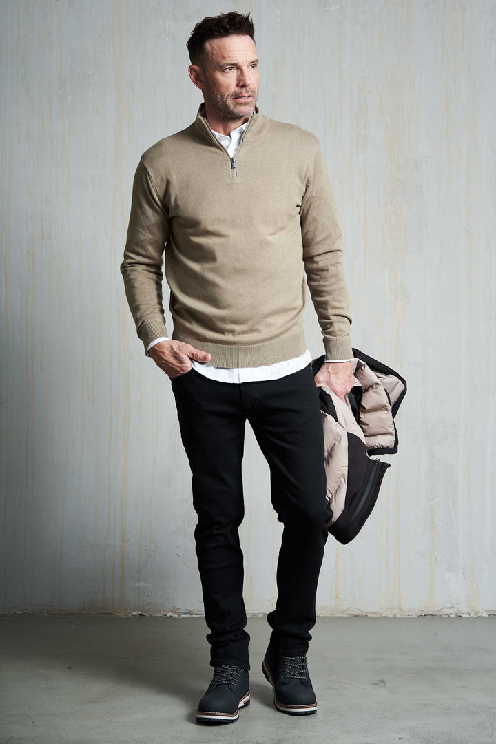 Half Zip Strik 'Havndal' - Dark Sand
