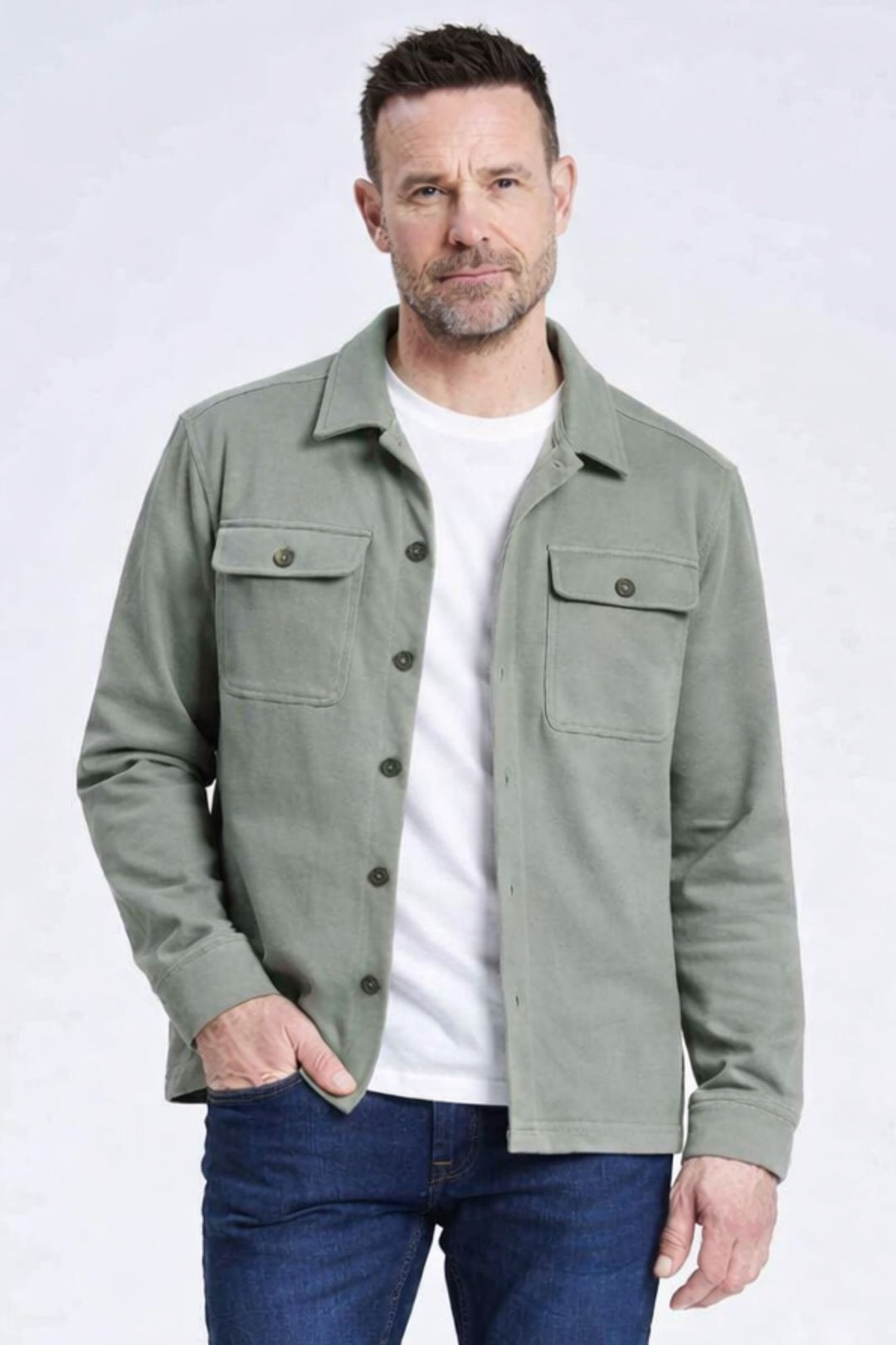 Stretch Overshirt 'Hundborg' - Dusty Green Mix