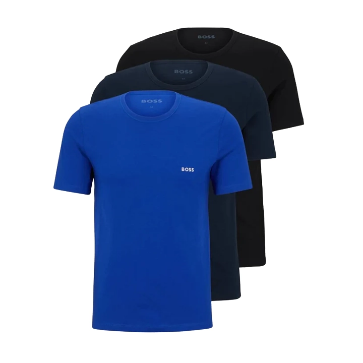 3 x HUGO BOSS T-Shirt - Black, Blue, Navy