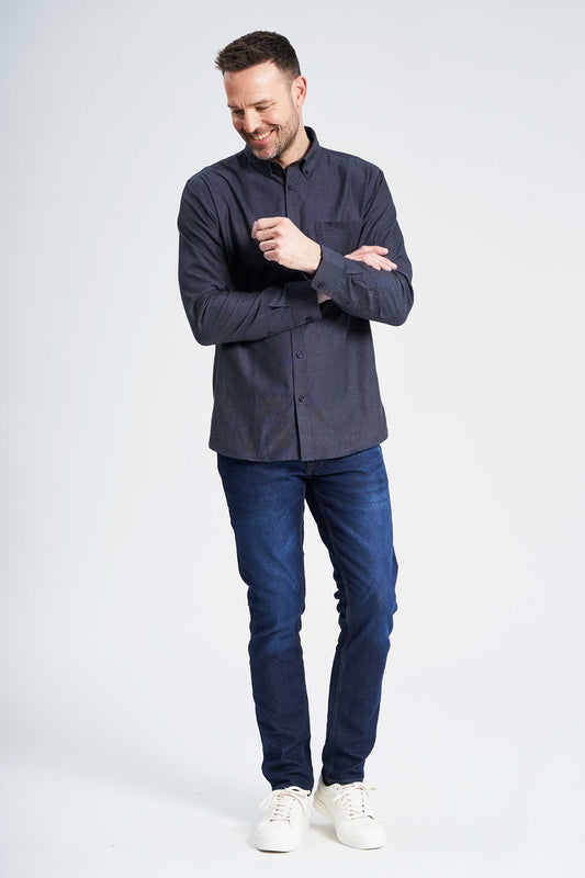 Fil-á-Fil Skjorte 'Arthur' - Blue/Black