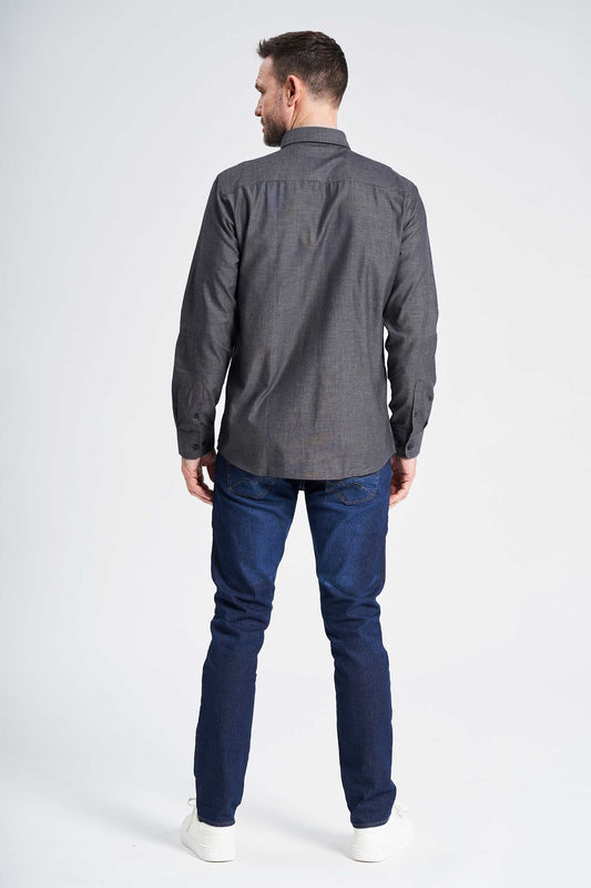 Fil-á-Fil Skjorte 'Arthur' - Grey/Black