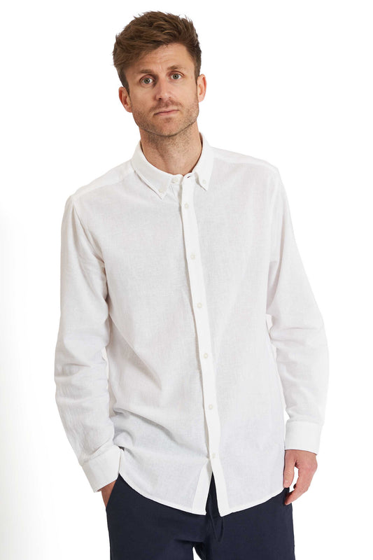 Skjorte m. Hør 'Hurup' - White