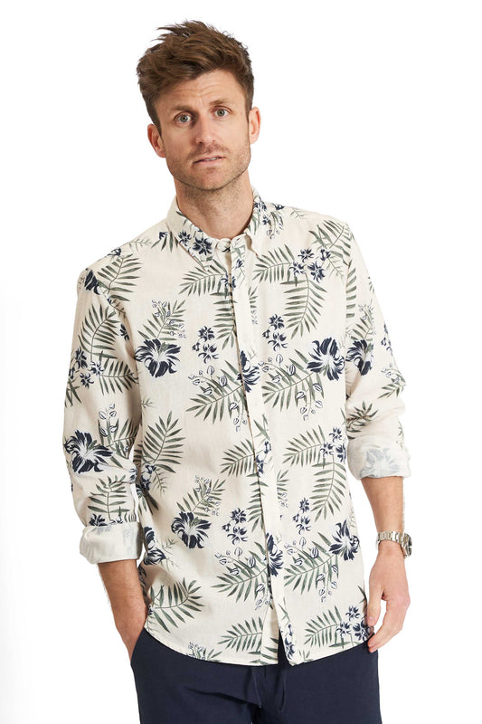 Skjorte m. Hør 'Hurup' - AOP