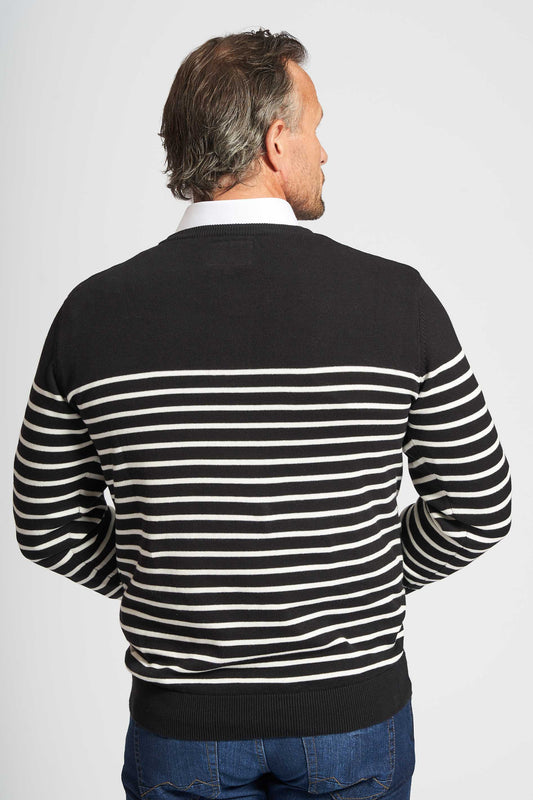Pullover Strik 'Nyrup' - Black/Optical White