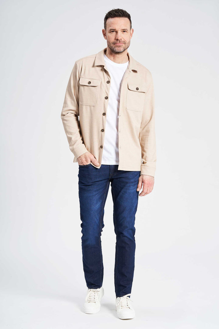 Stretch Overshirt 'Hundborg' - Camel Mix