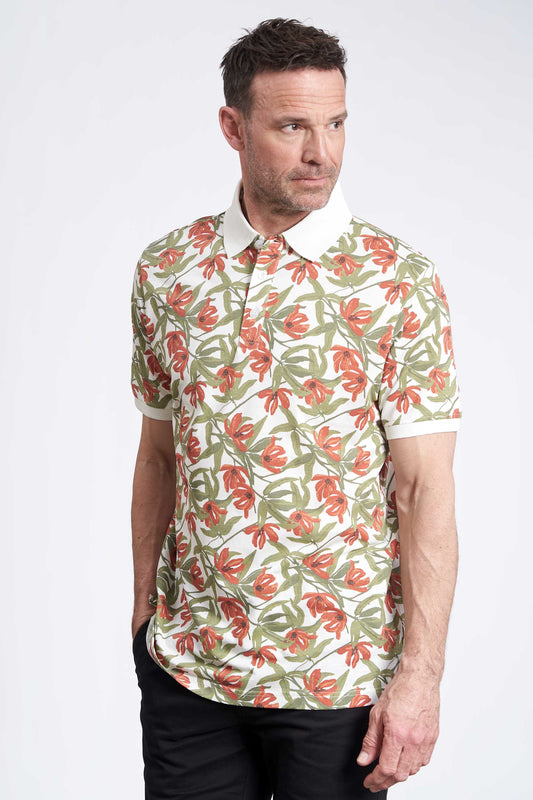 Polo Pique Feifer i off white med AOP mønster