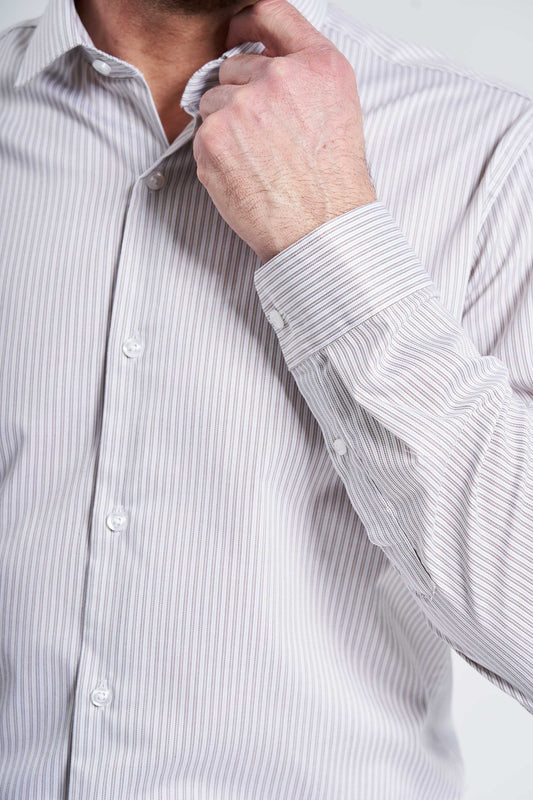 Strygefri Skjorte 'Andreas' - Sand Striped