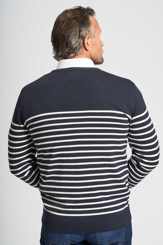 Pullover Strik 'Nyrup' - Dark Navy/Unbleached