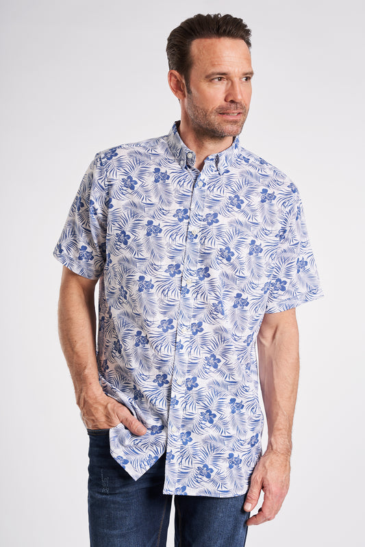 S/S Linen Look Shirt - AOP 2