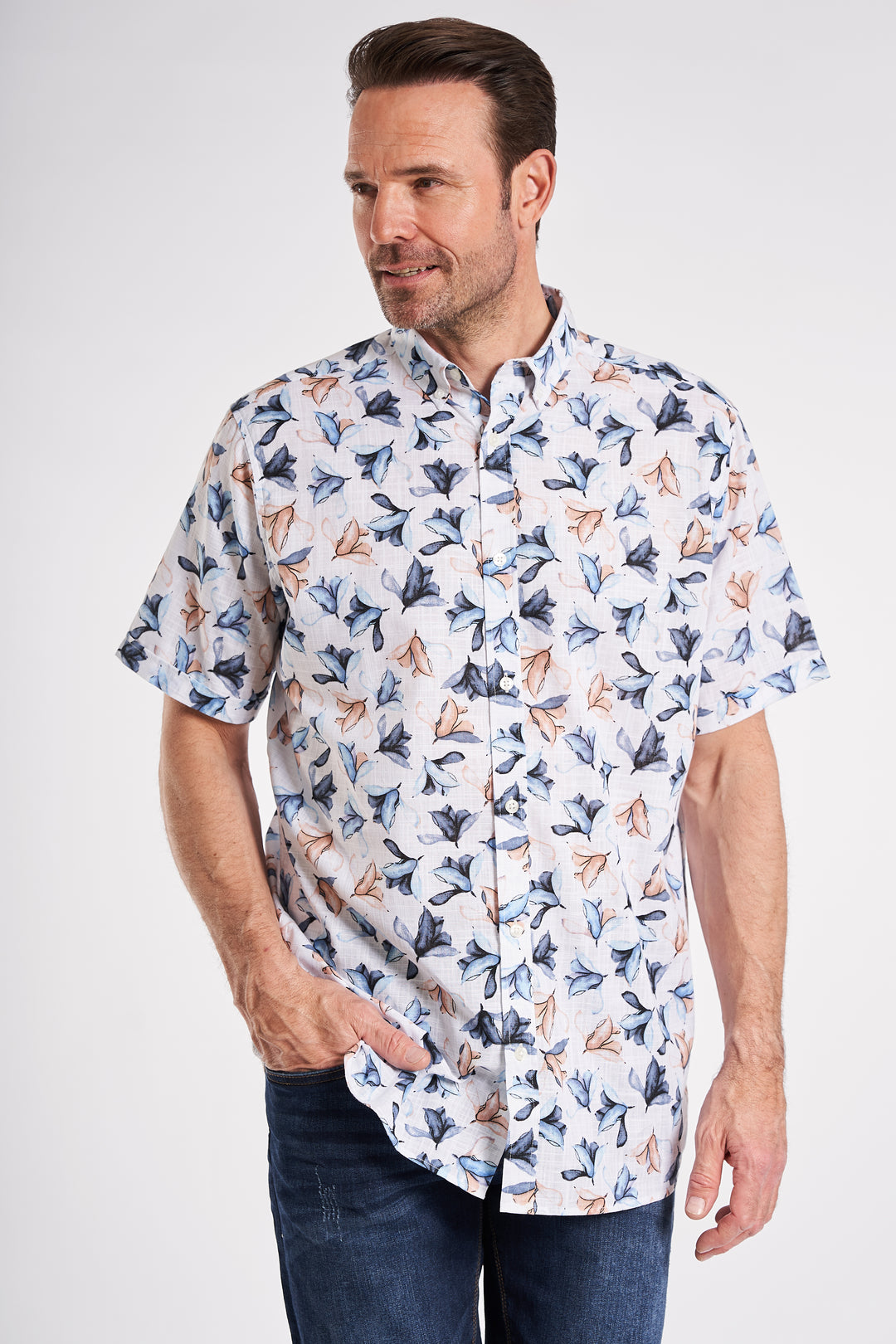 S/S Linen Look Shirt - AOP 4