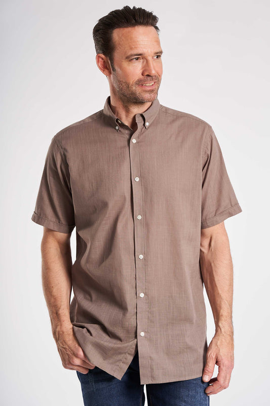 S/S Linen Look Shirt - Khaki
