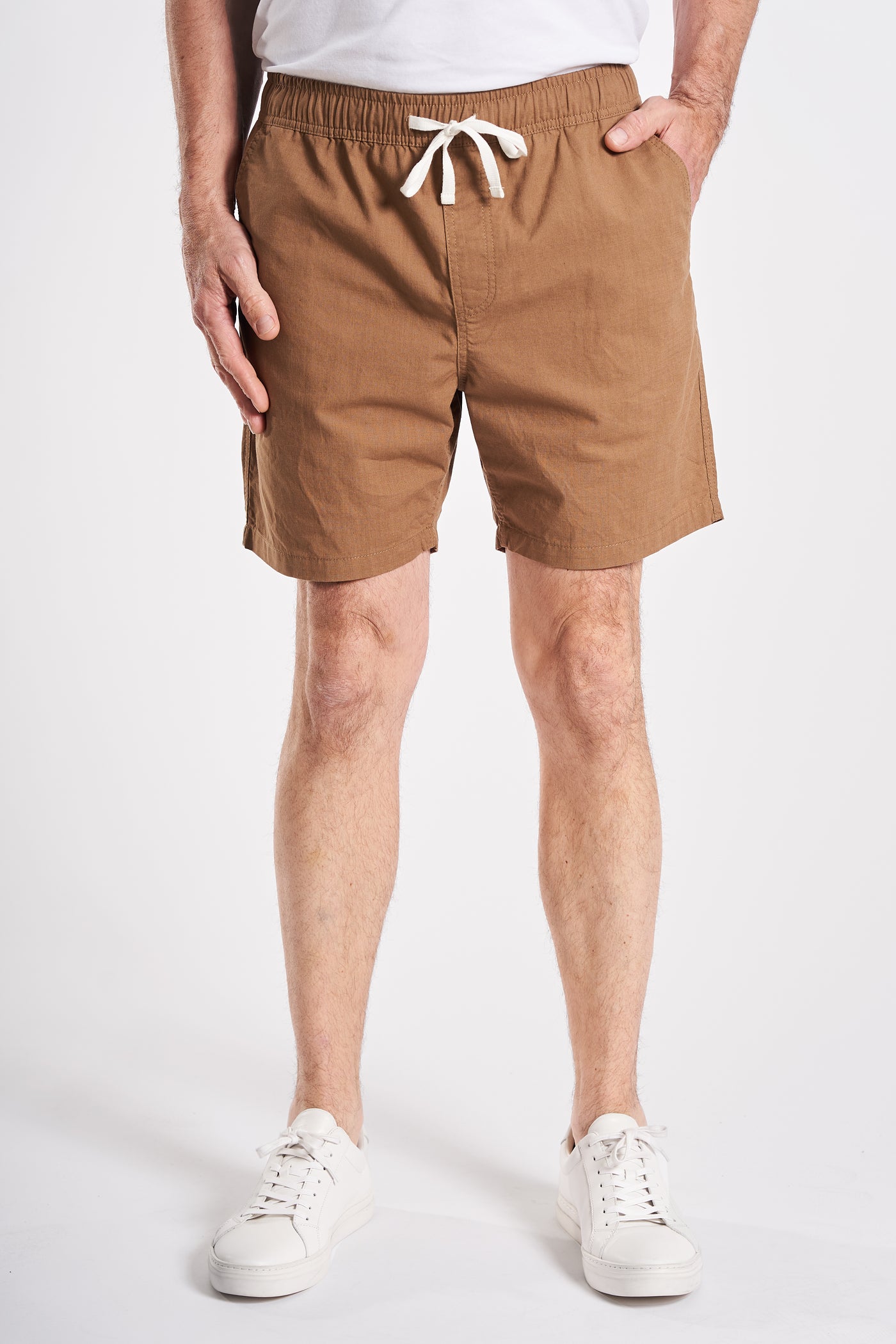 Linen look shorts - Camel