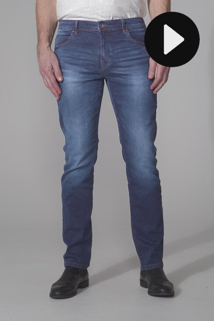 Modern fit stretch jog pants jeans til mænd mørkeblå vask