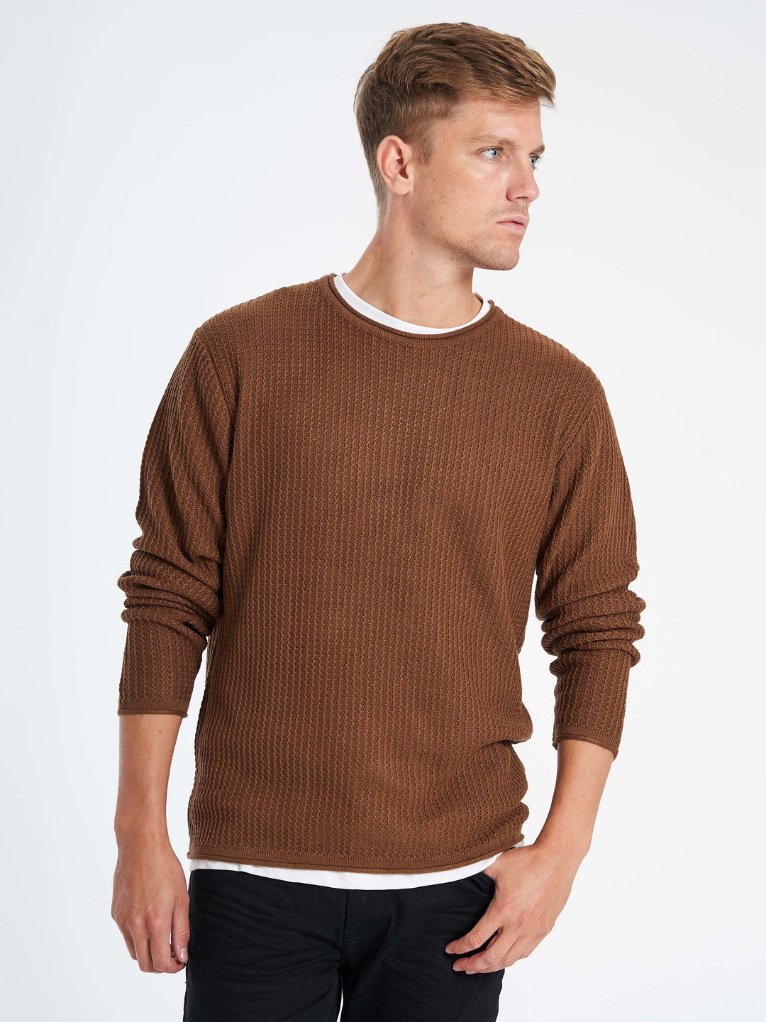 Anders strik pullover til mænd brun