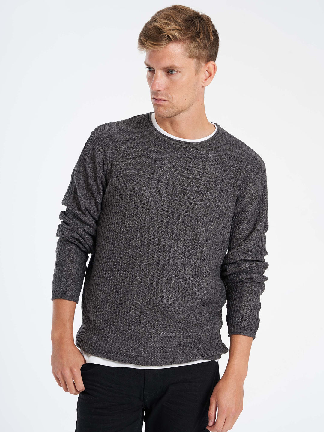 Anders strik pullover til mænd grå
