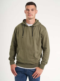 Basic hættetrøje hoodie til mænd med lomme olivengrøn