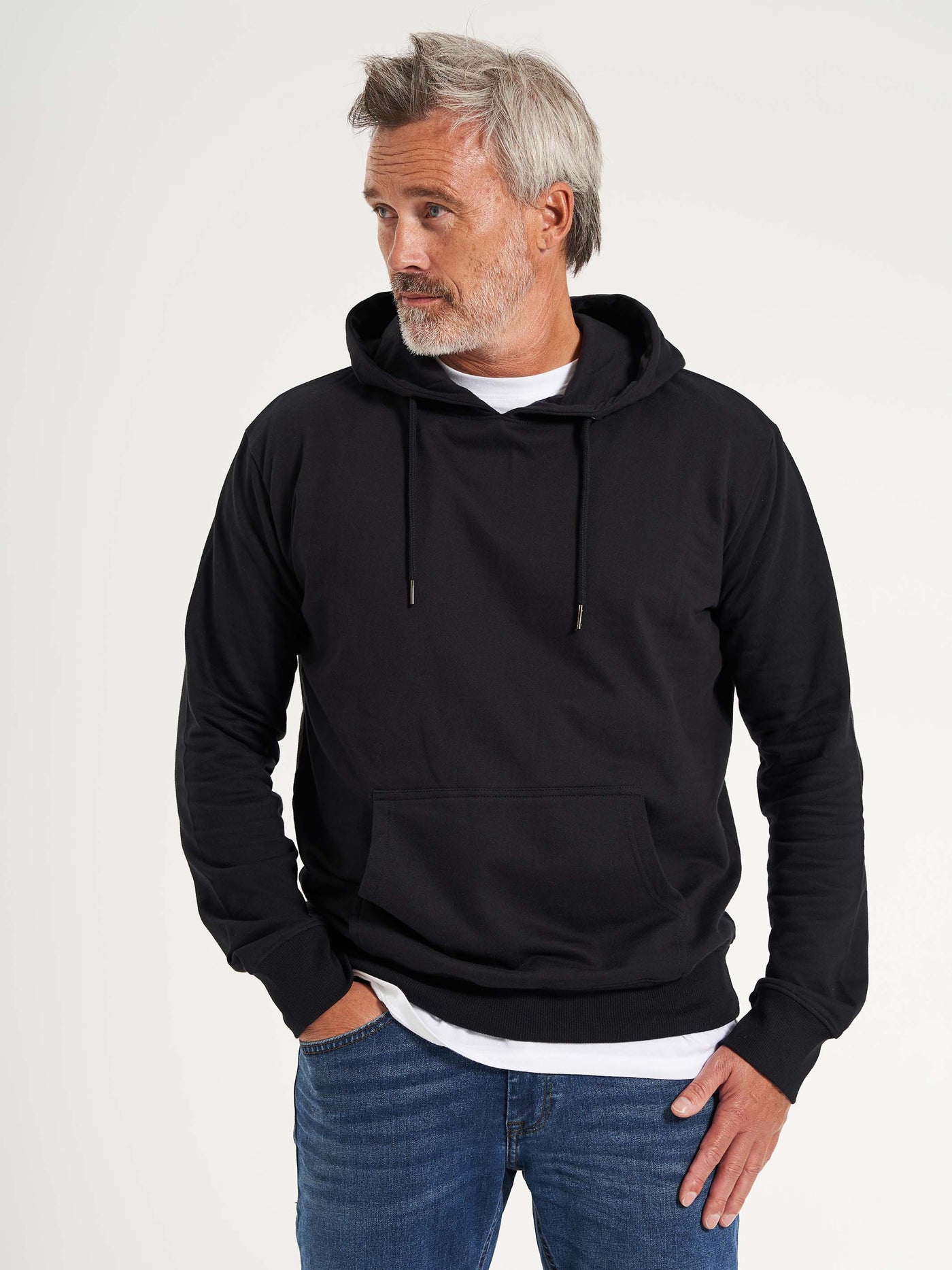 Basic hættetrøje hoodie til mænd med lomme sort