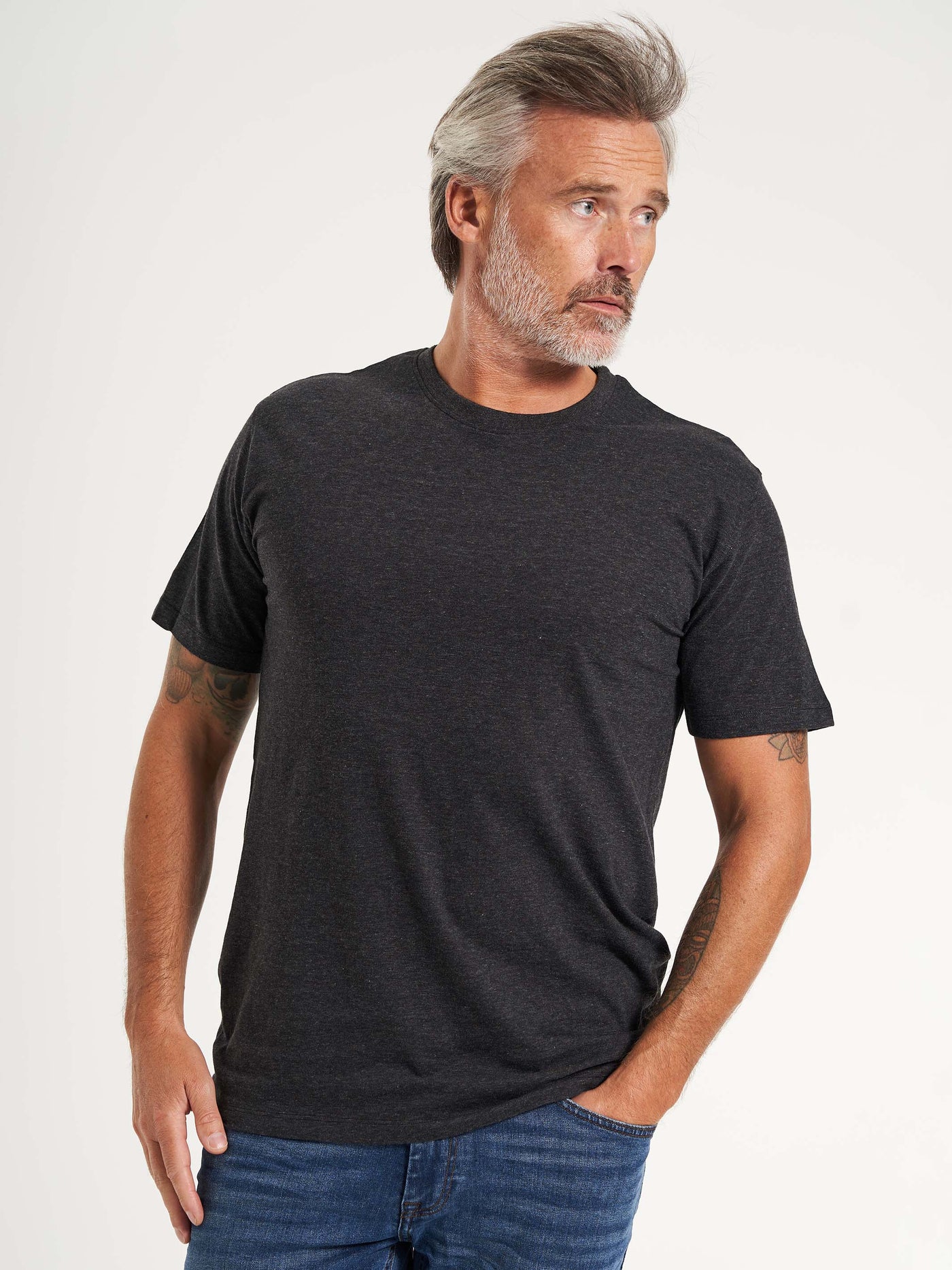Basic herre t-shirt melange sort