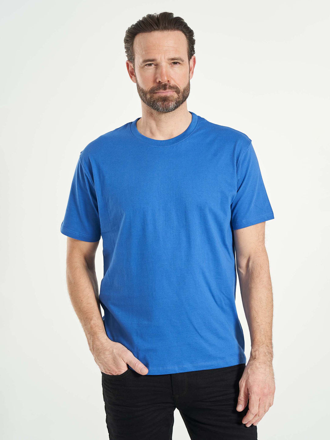 basic herre t-shirt bomuld kobolt blå
