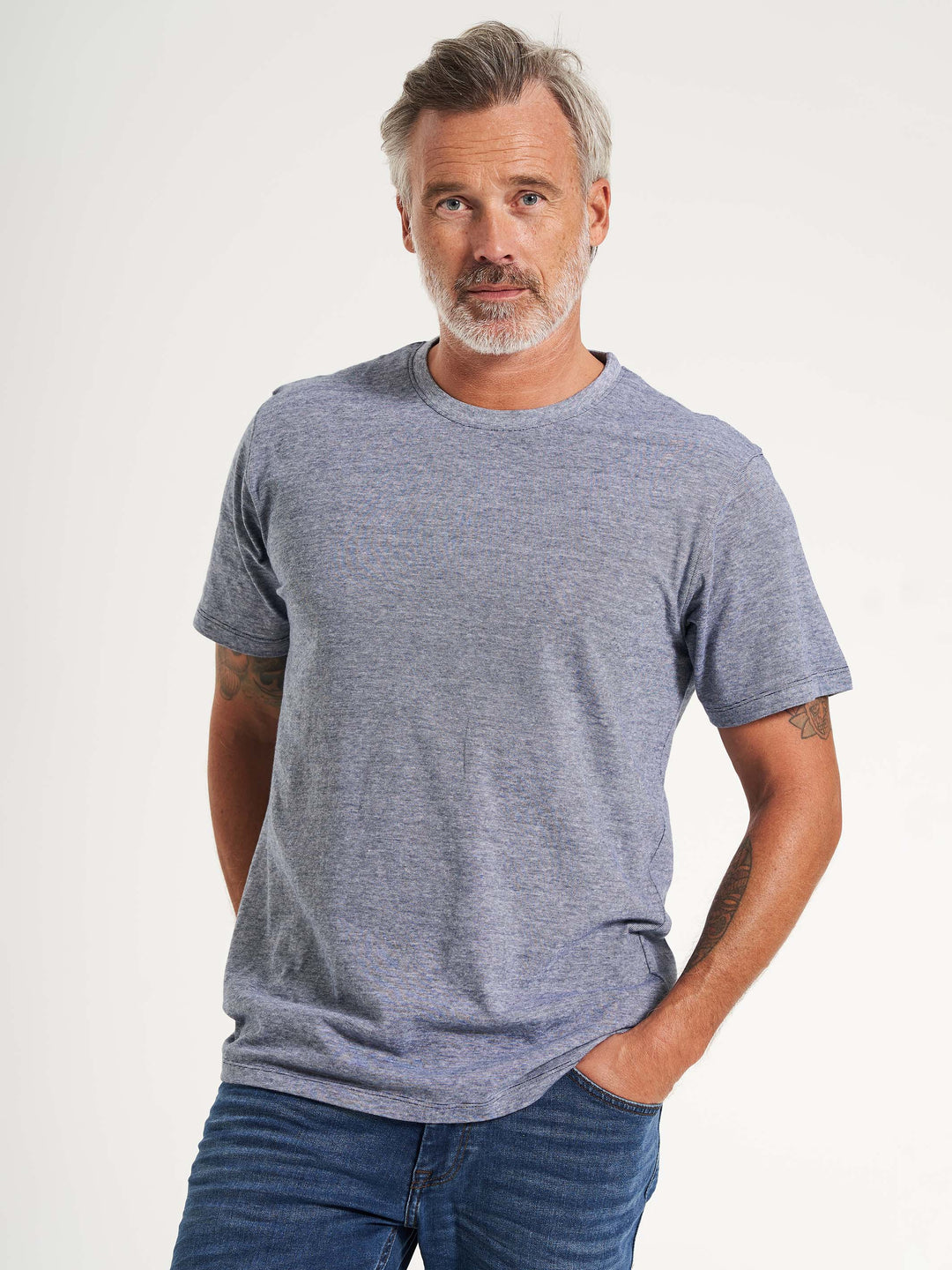 Basic herre t-shirt melange blå