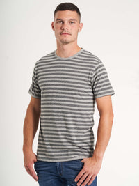 Basic herre t-shirt stribet grå