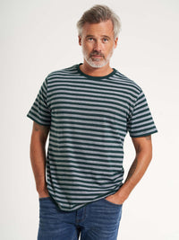 Basic herre t-shirt stribet mørkegrøn