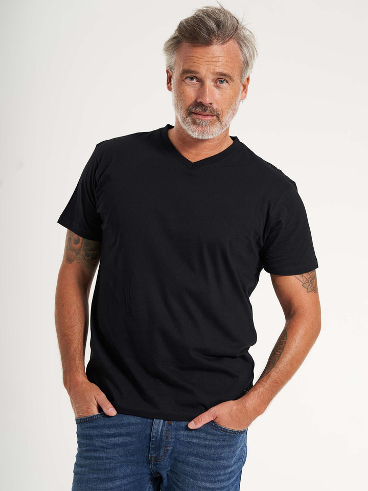 Basic herre t-shirt v-neck v hals udskæring