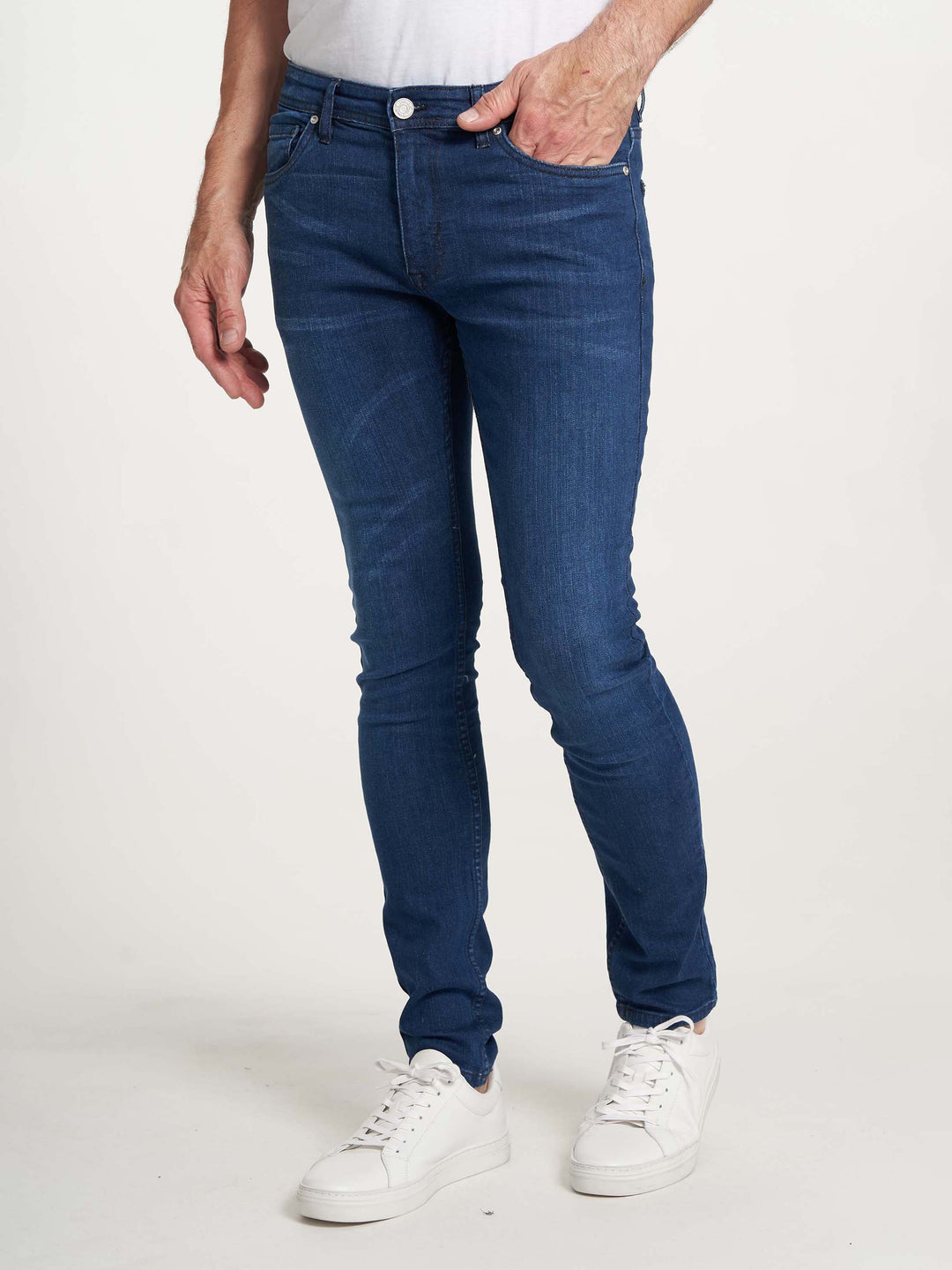 Slim fit stretch jeans til mænd denim blå