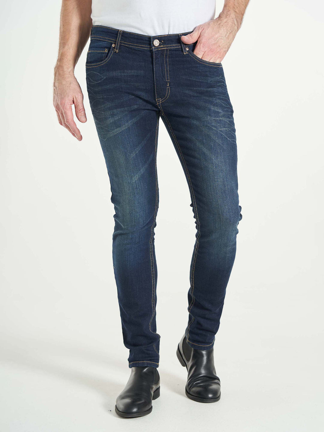 Slim fit stretch jeans til mænd mørkeblå