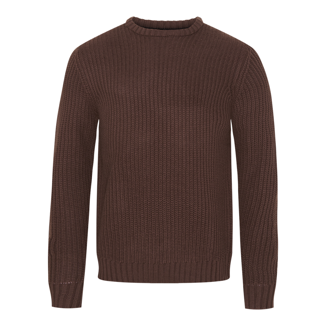 Bomuld Kabel Striktrøje - Chocolate Brown